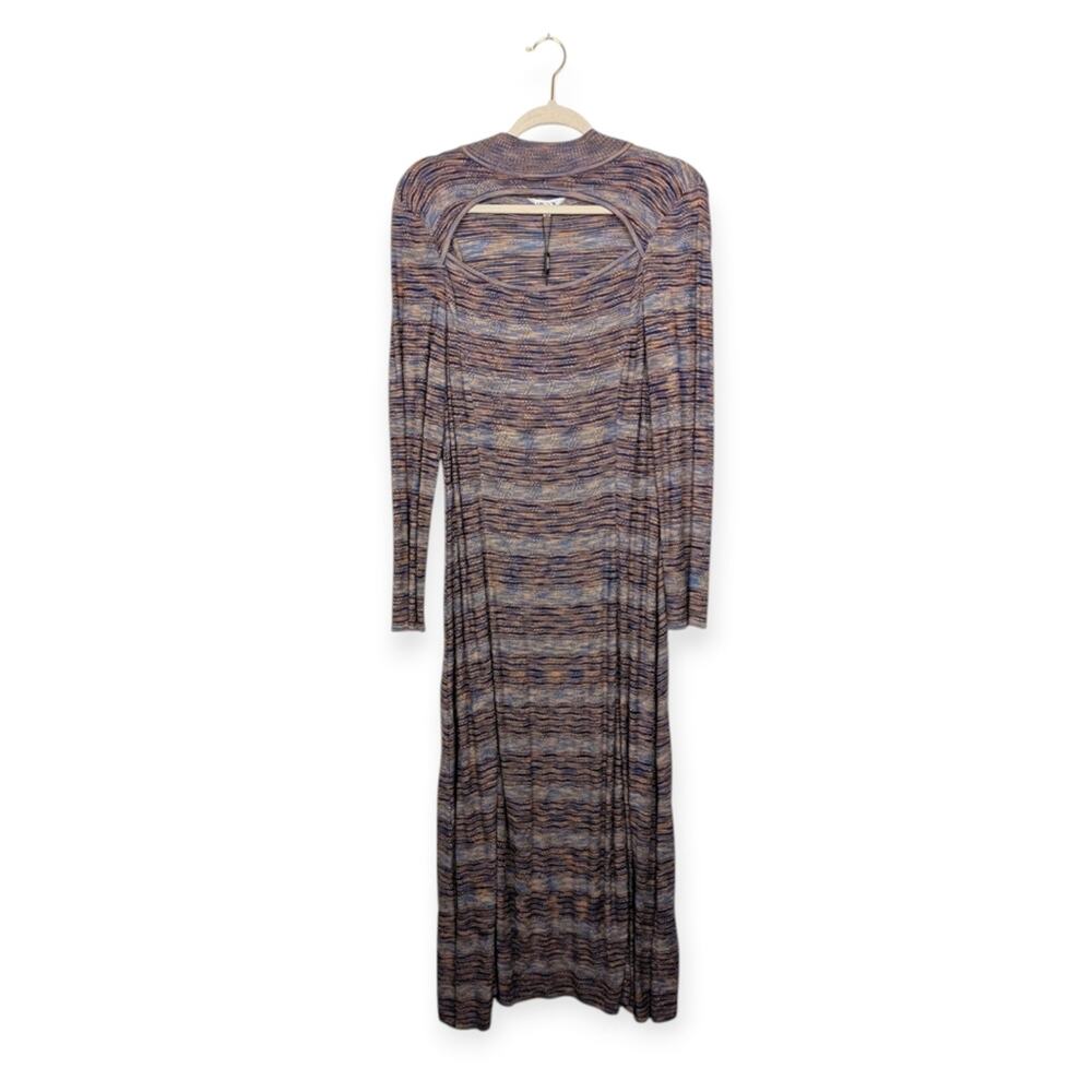 Misook Melange Sweater Dress M Long Sleeve Midi Knit Elegant Minimalist NWT